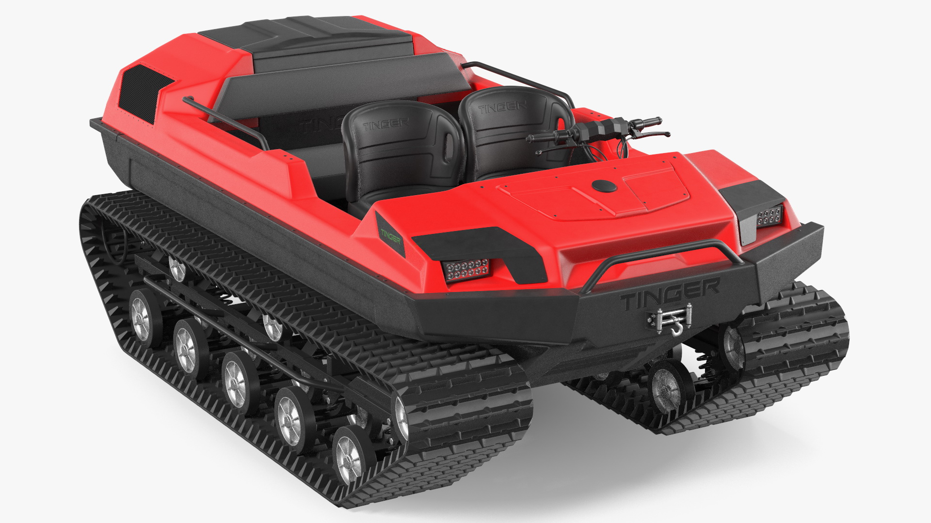 No Roof Tinger ATV Red Rigged 3D model