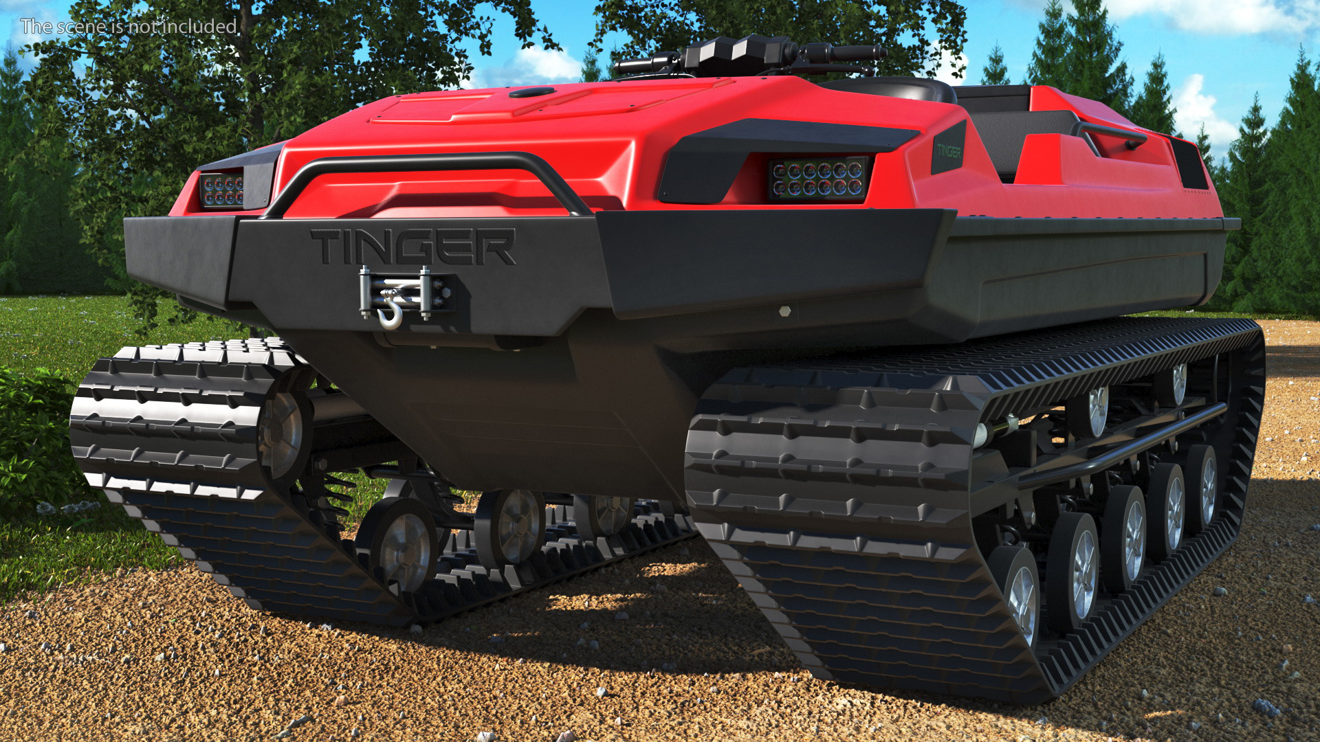 No Roof Tinger ATV Red Rigged 3D model
