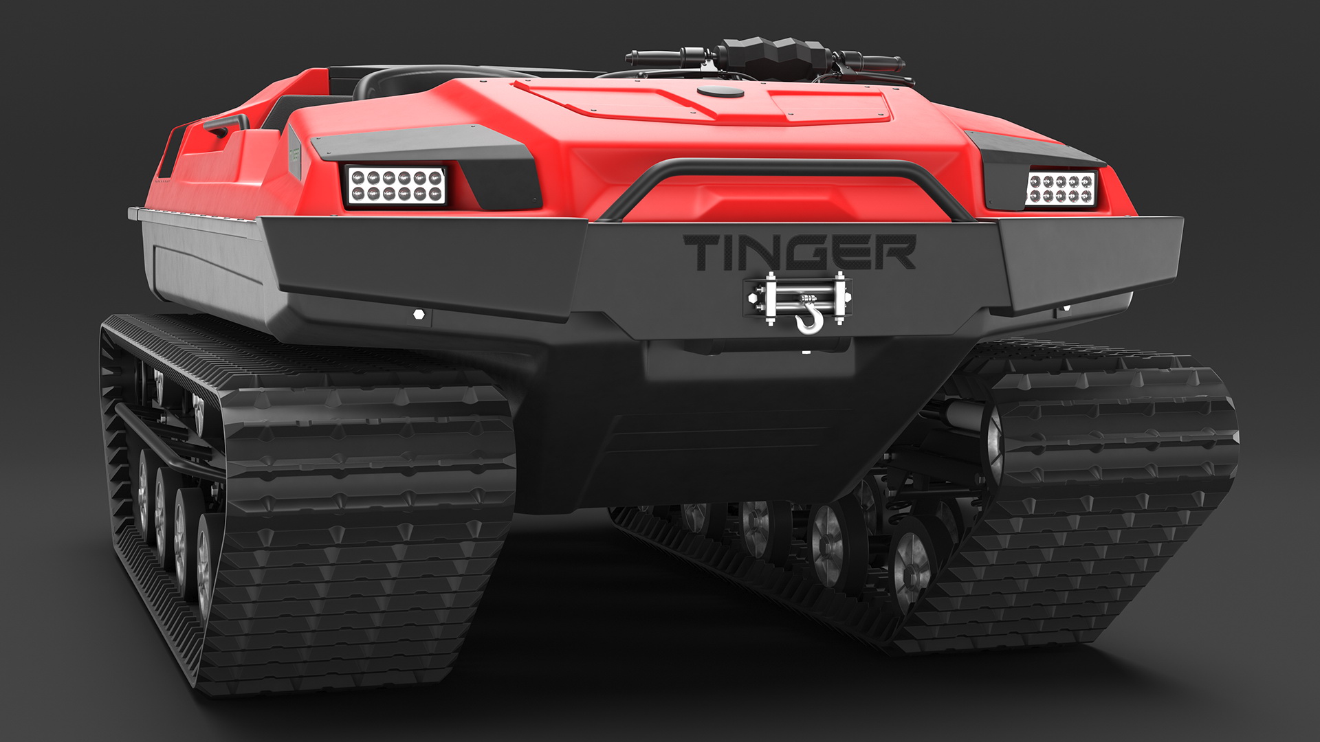 No Roof Tinger ATV Red Rigged 3D model