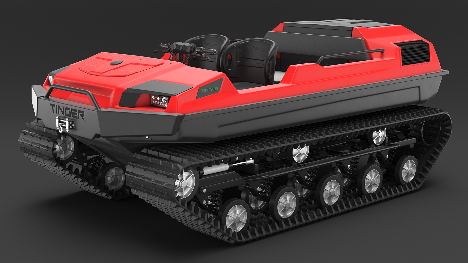 No Roof Tinger ATV Red Rigged 3D model