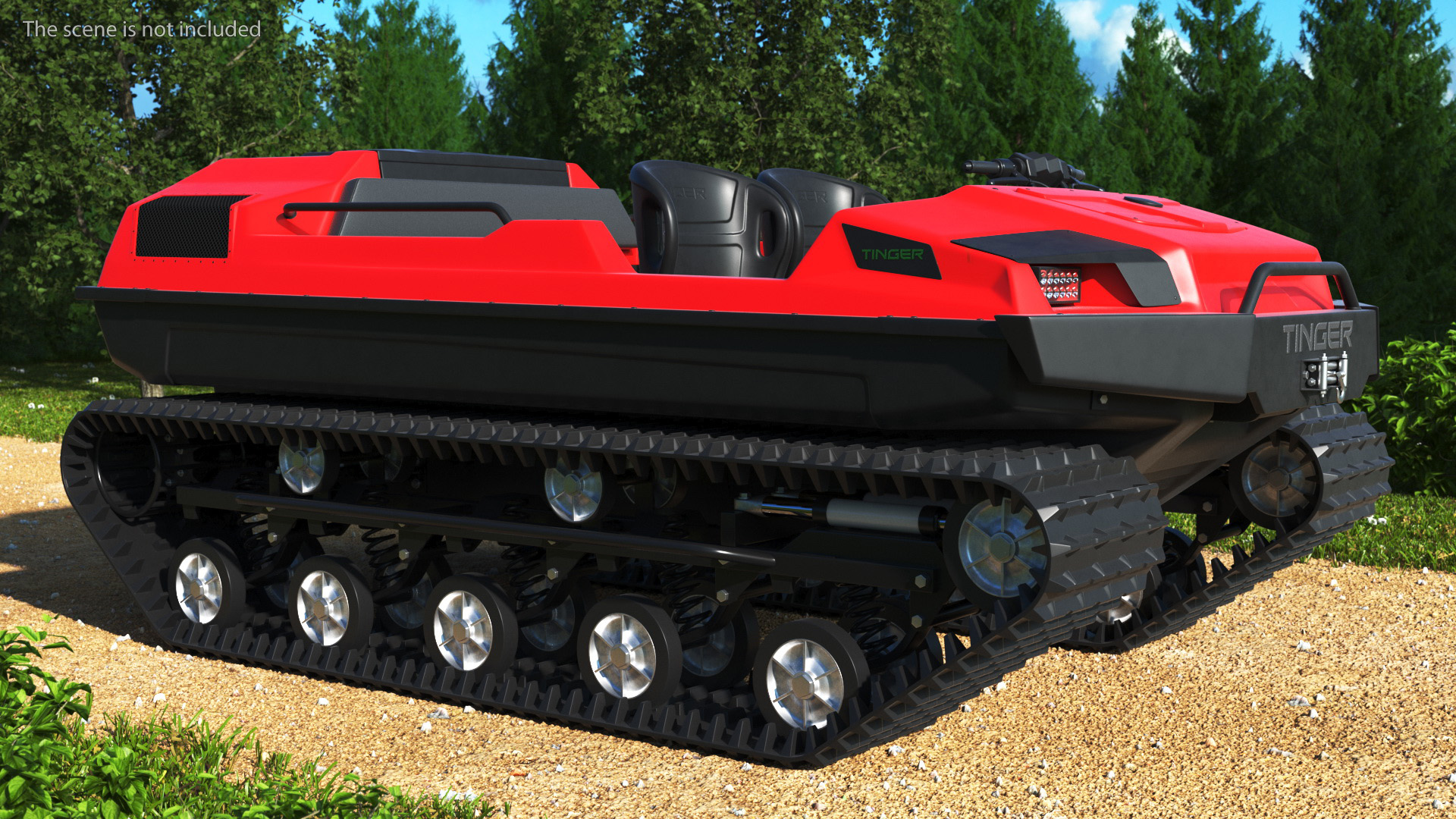 No Roof Tinger ATV Red Rigged 3D model