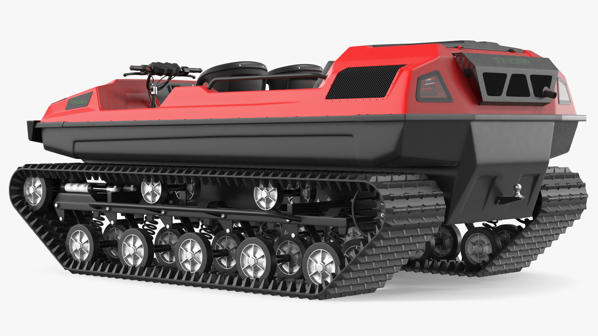 No Roof Tinger ATV Red Rigged 3D model