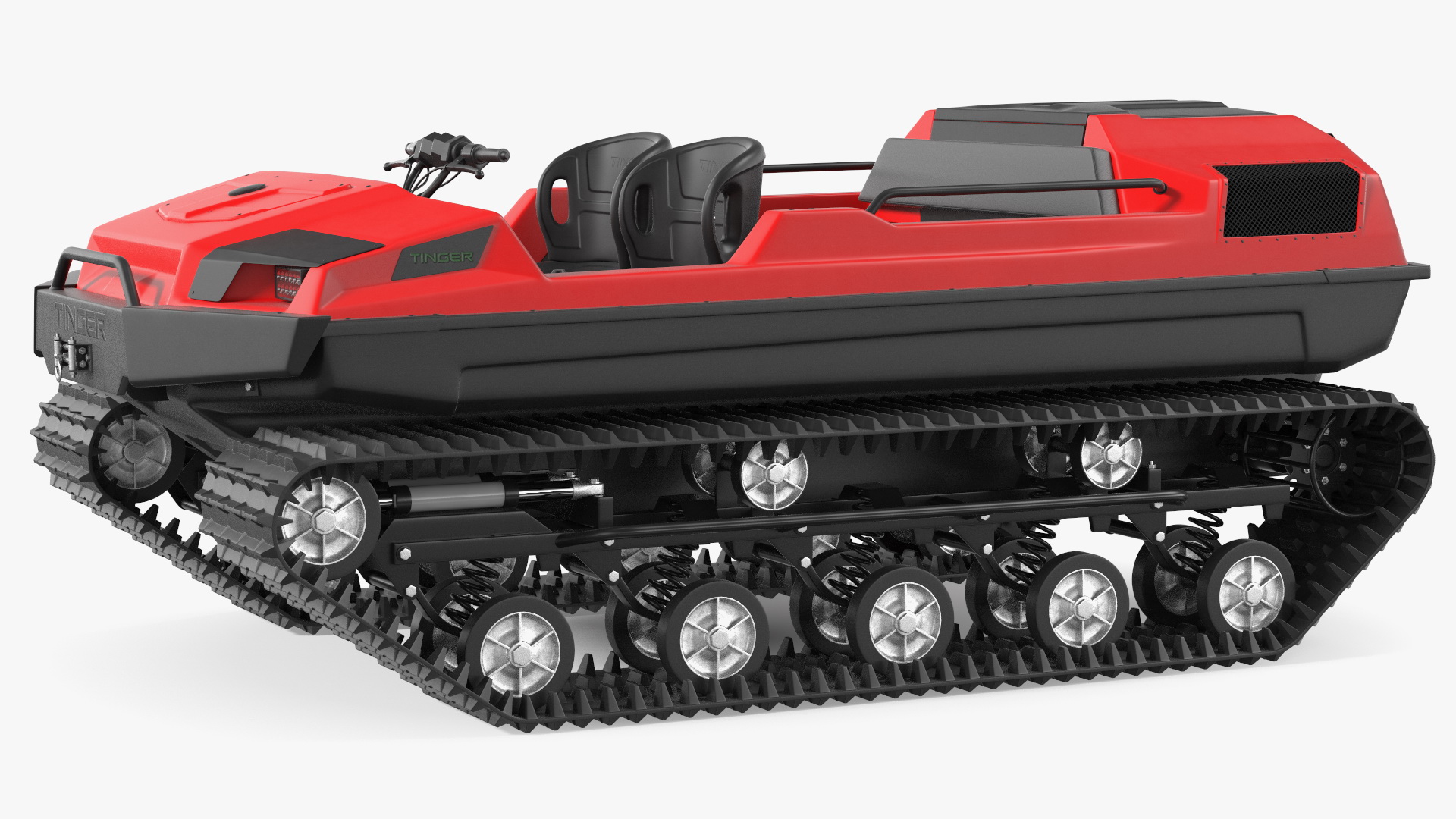 No Roof Tinger ATV Red Rigged 3D model