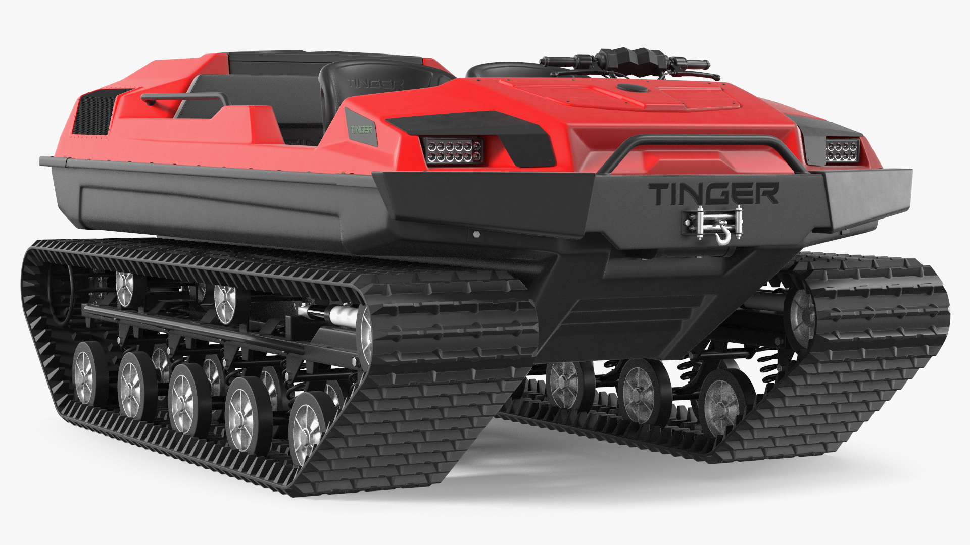 No Roof Tinger ATV Red Rigged 3D model