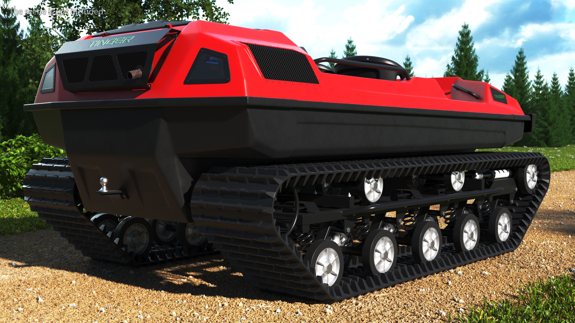 No Roof Tinger ATV Red Rigged 3D model
