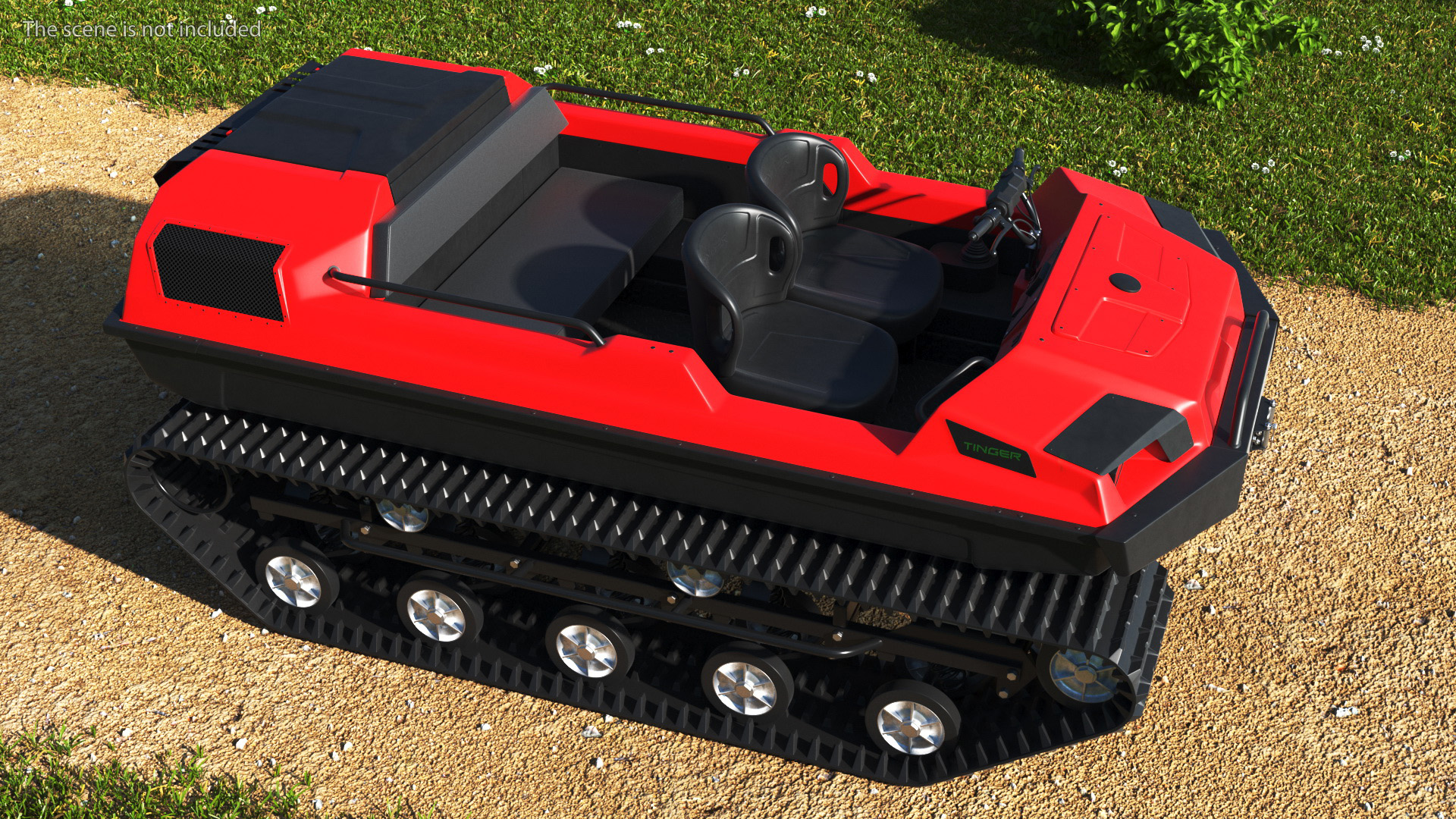 No Roof Tinger ATV Red Rigged 3D model