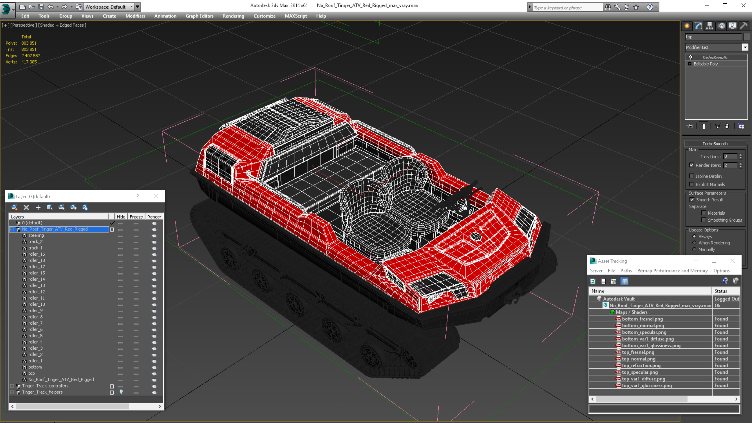 No Roof Tinger ATV Red Rigged 3D model