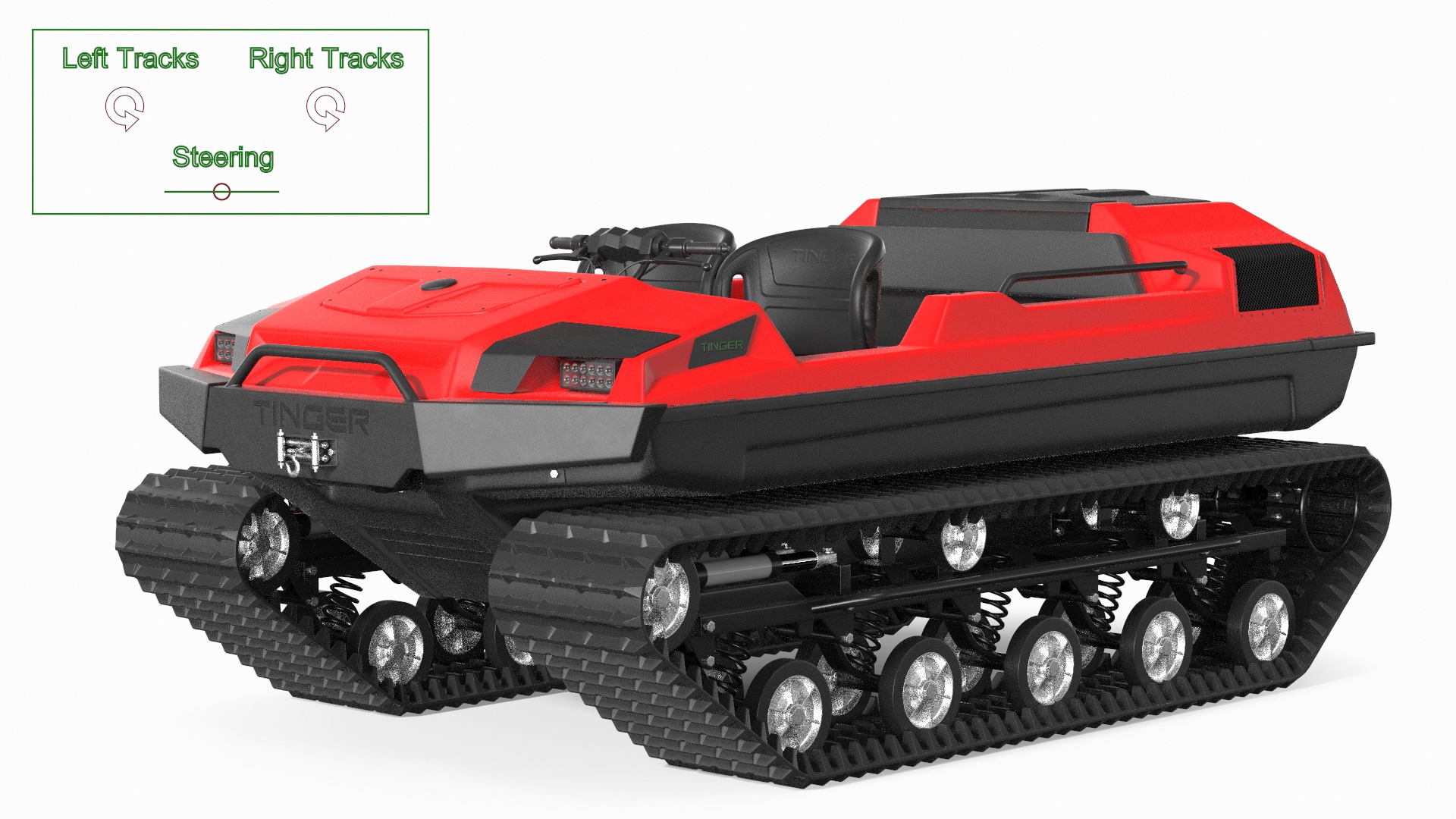 No Roof Tinger ATV Red Rigged 3D model
