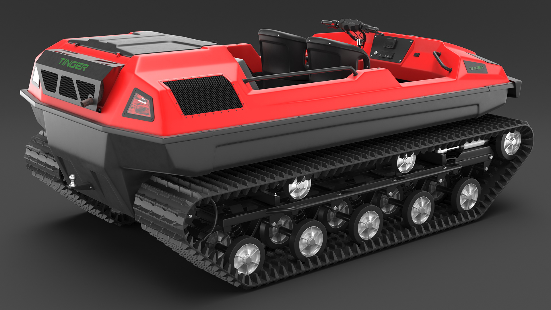 No Roof Tinger ATV Red Rigged 3D model