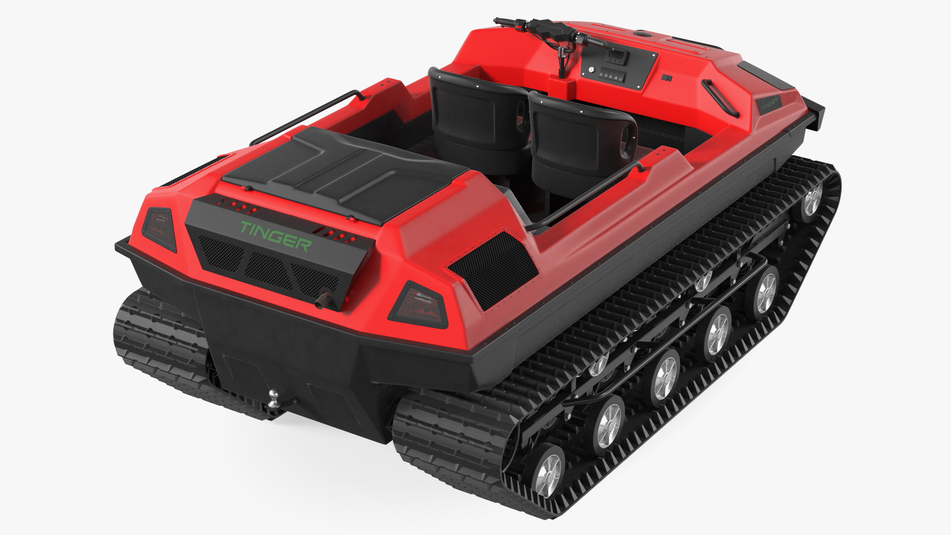 No Roof Tinger ATV Red Rigged 3D model