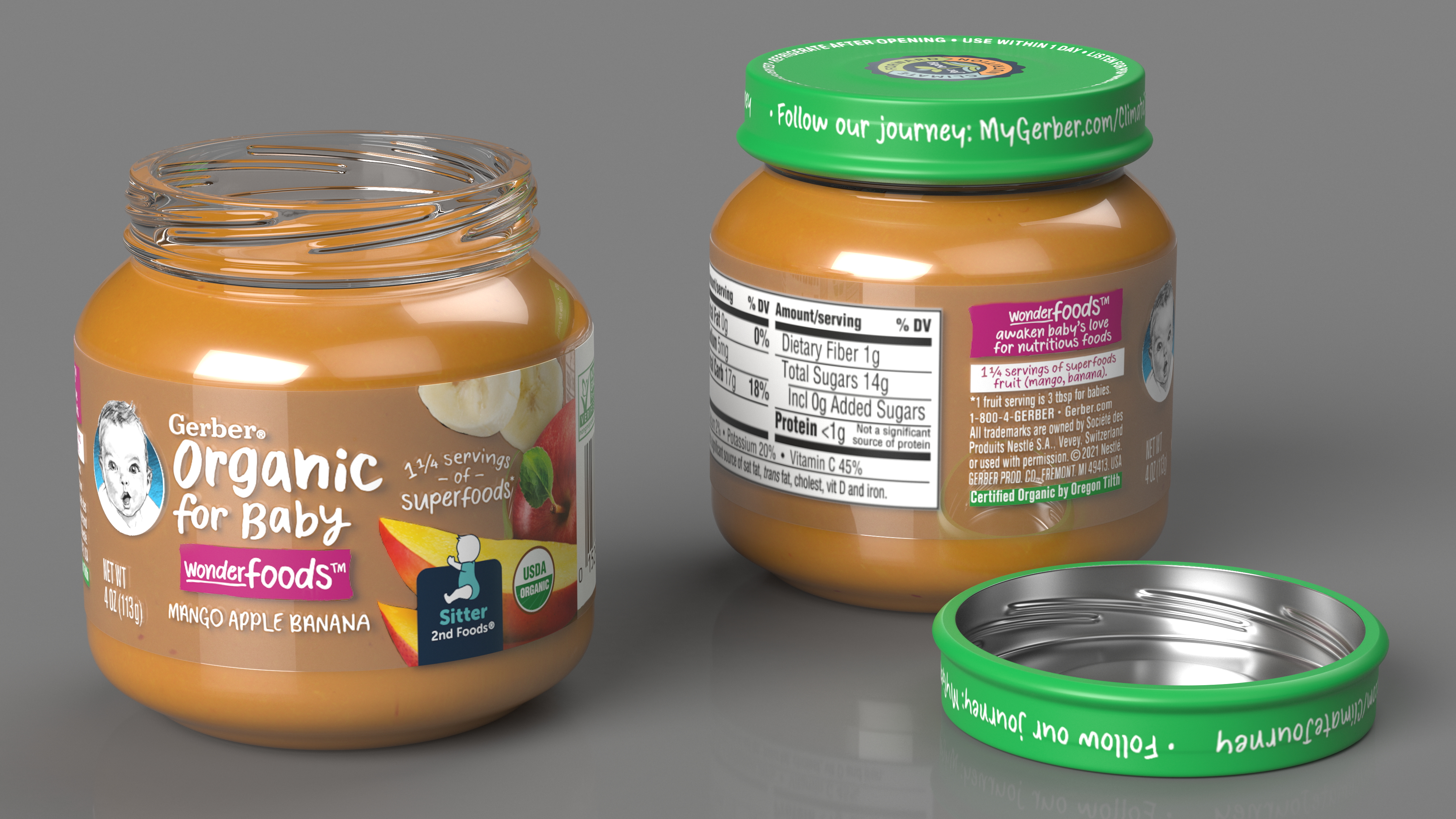 3D Gerber Mango Baby Food Jar 113g