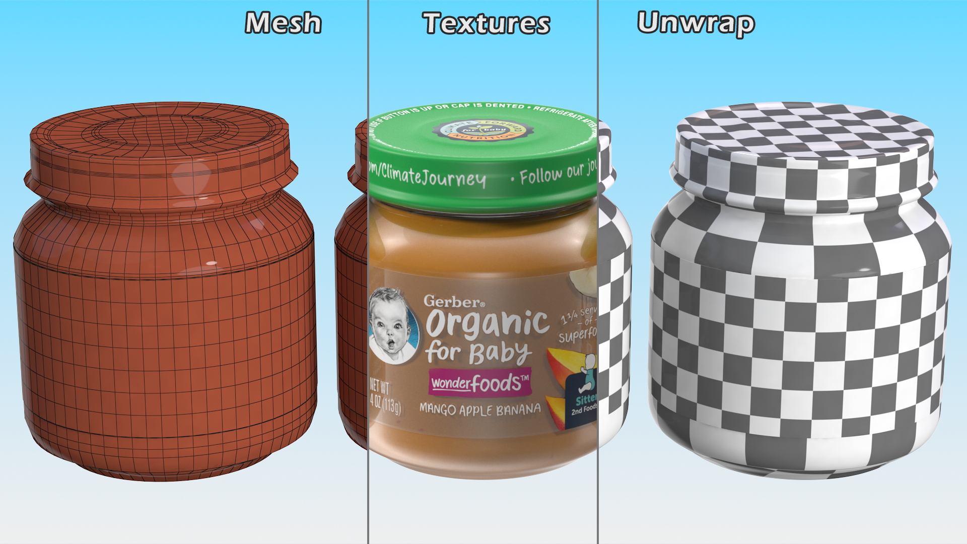 3D Gerber Mango Baby Food Jar 113g