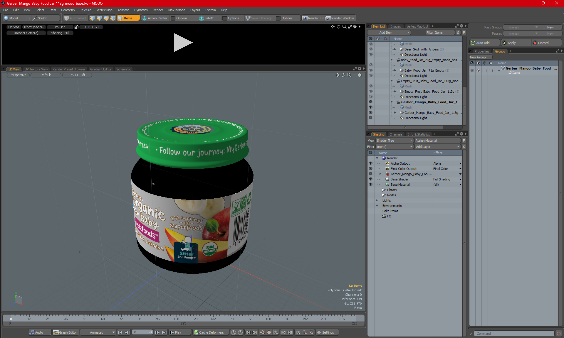 3D Gerber Mango Baby Food Jar 113g