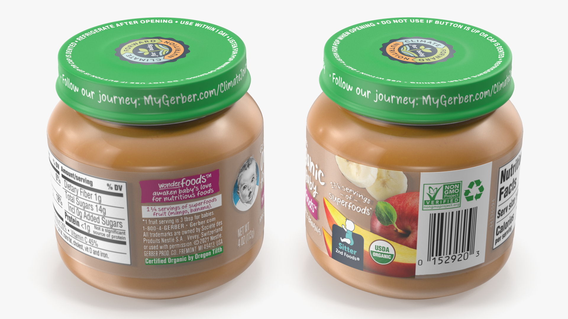 3D Gerber Mango Baby Food Jar 113g
