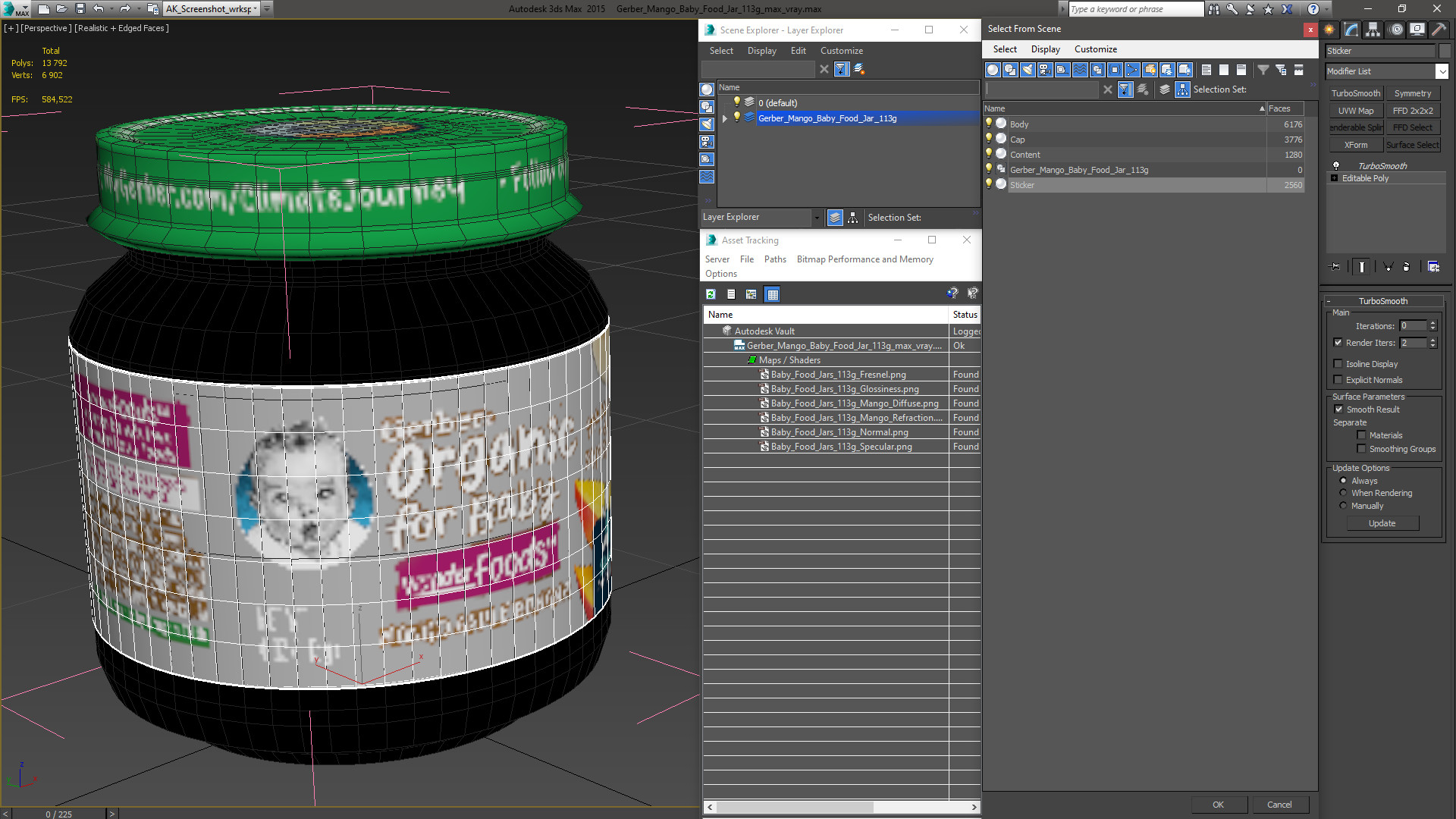 3D Gerber Mango Baby Food Jar 113g