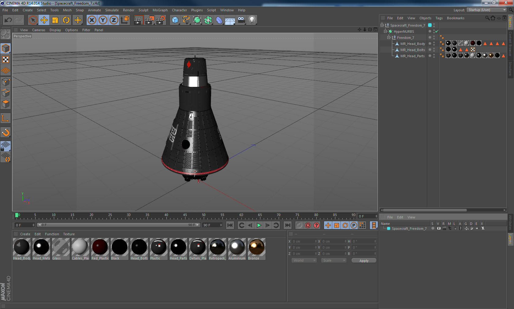 3D Spacecraft Freedom 7 Capsule model