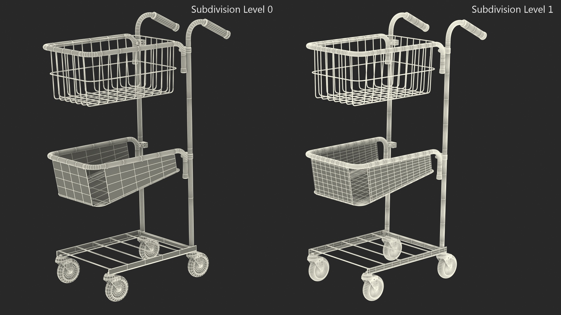 Mini Trolley with File Shelf and Basket 3D model