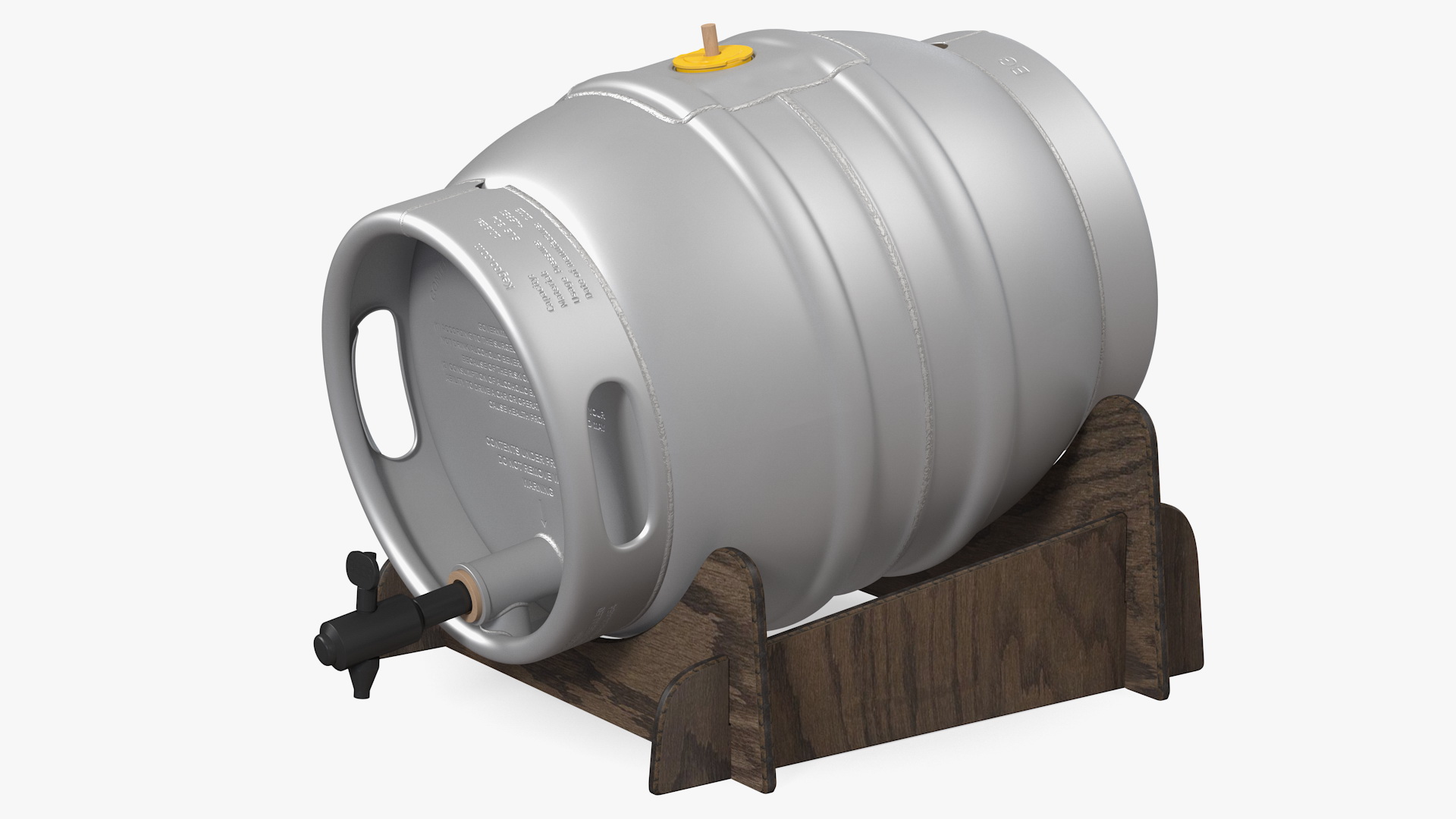 3D Firkin Metal Cask on Wooden Stillage