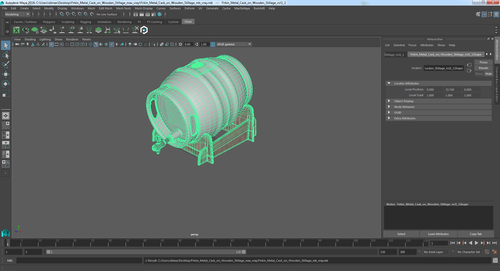 3D Firkin Metal Cask on Wooden Stillage