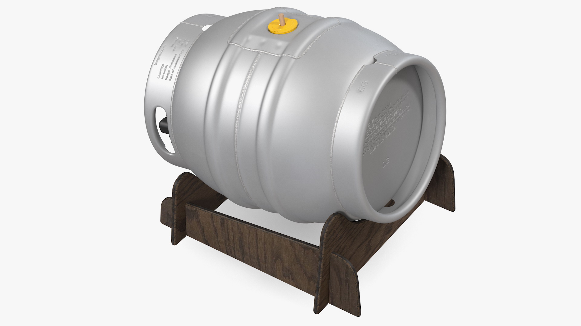 3D Firkin Metal Cask on Wooden Stillage