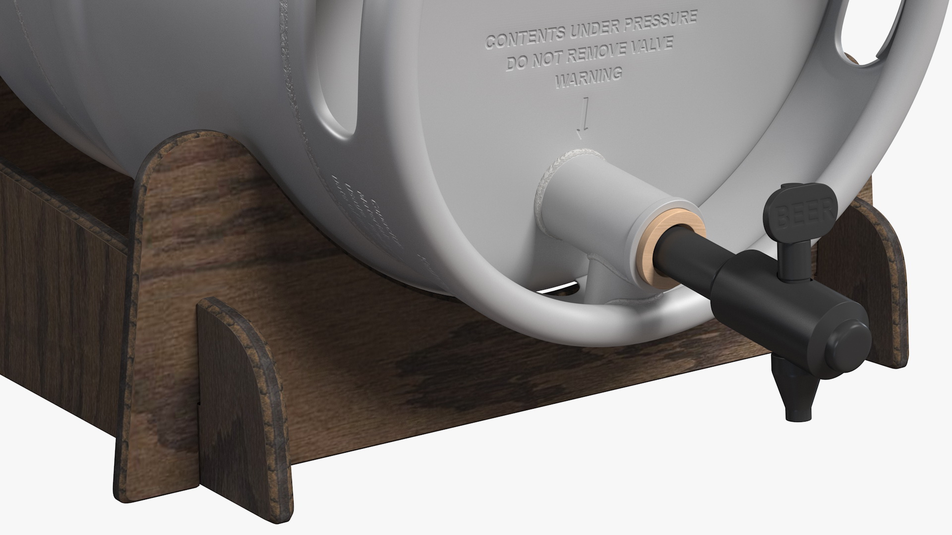 3D Firkin Metal Cask on Wooden Stillage