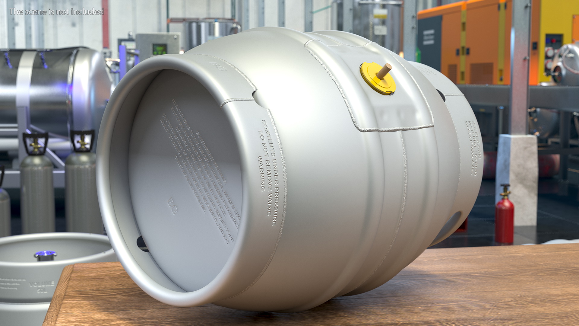 3D Firkin Metal Cask on Wooden Stillage