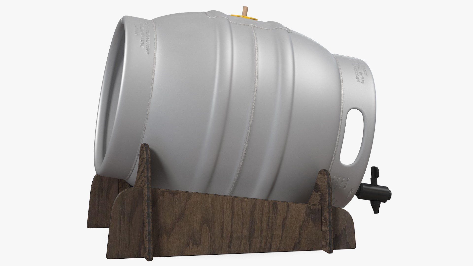 3D Firkin Metal Cask on Wooden Stillage