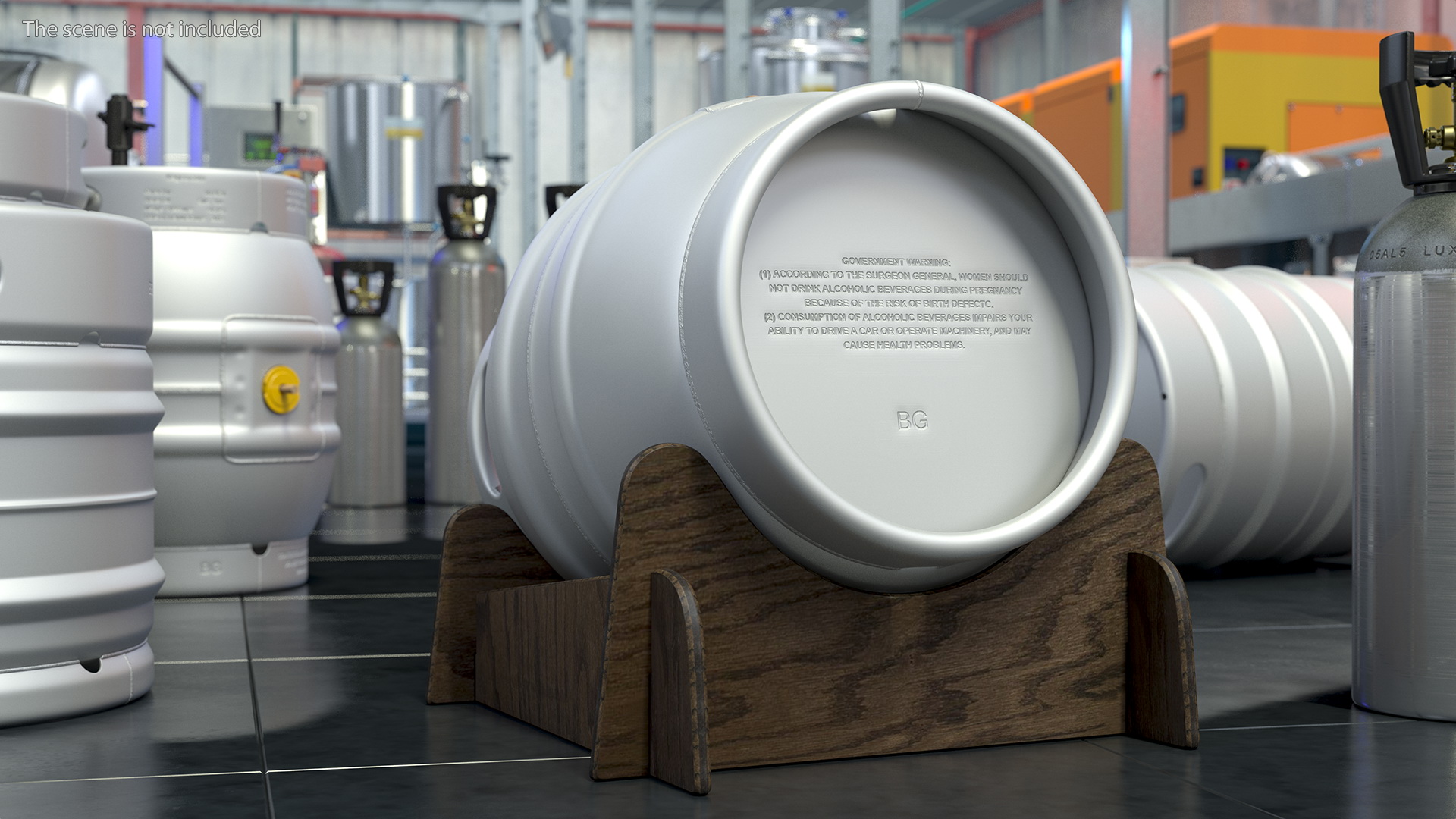 3D Firkin Metal Cask on Wooden Stillage