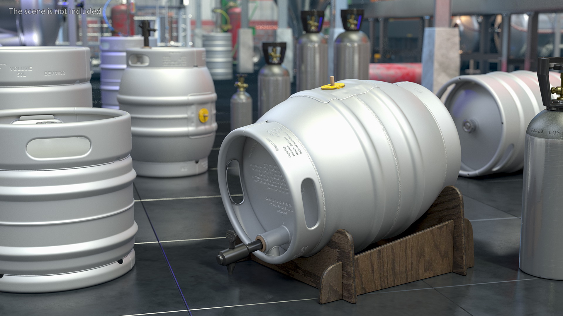 3D Firkin Metal Cask on Wooden Stillage