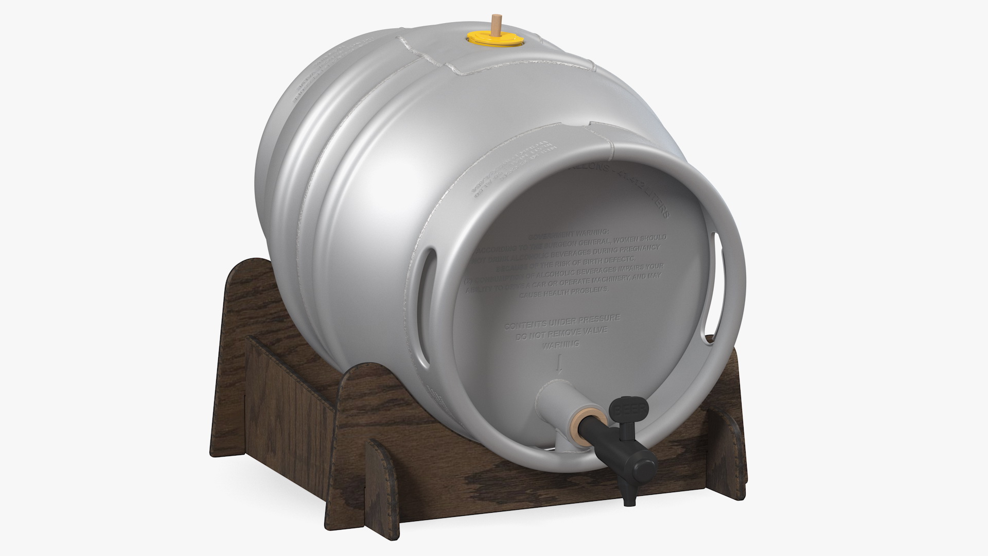 3D Firkin Metal Cask on Wooden Stillage