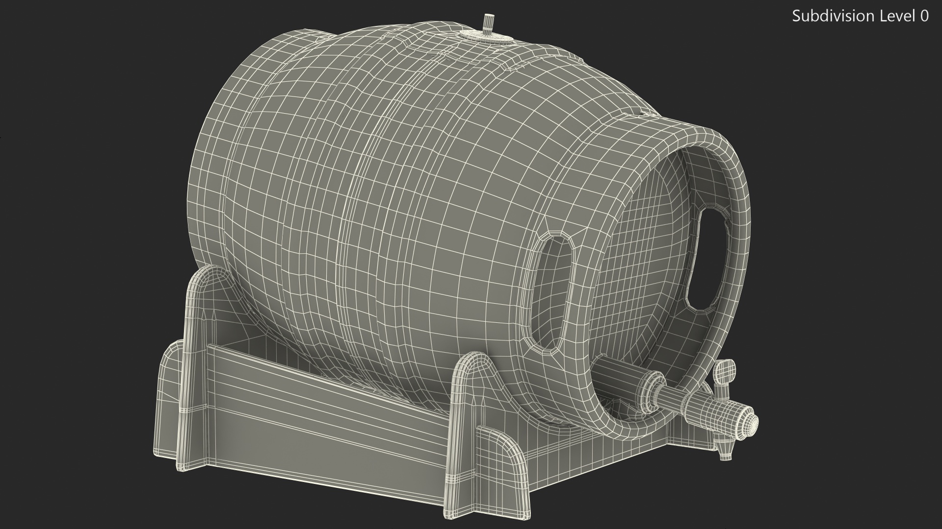 3D Firkin Metal Cask on Wooden Stillage
