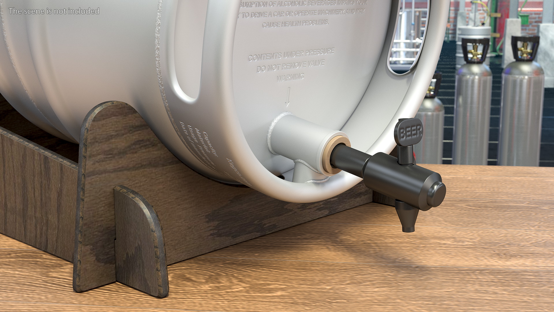 3D Firkin Metal Cask on Wooden Stillage