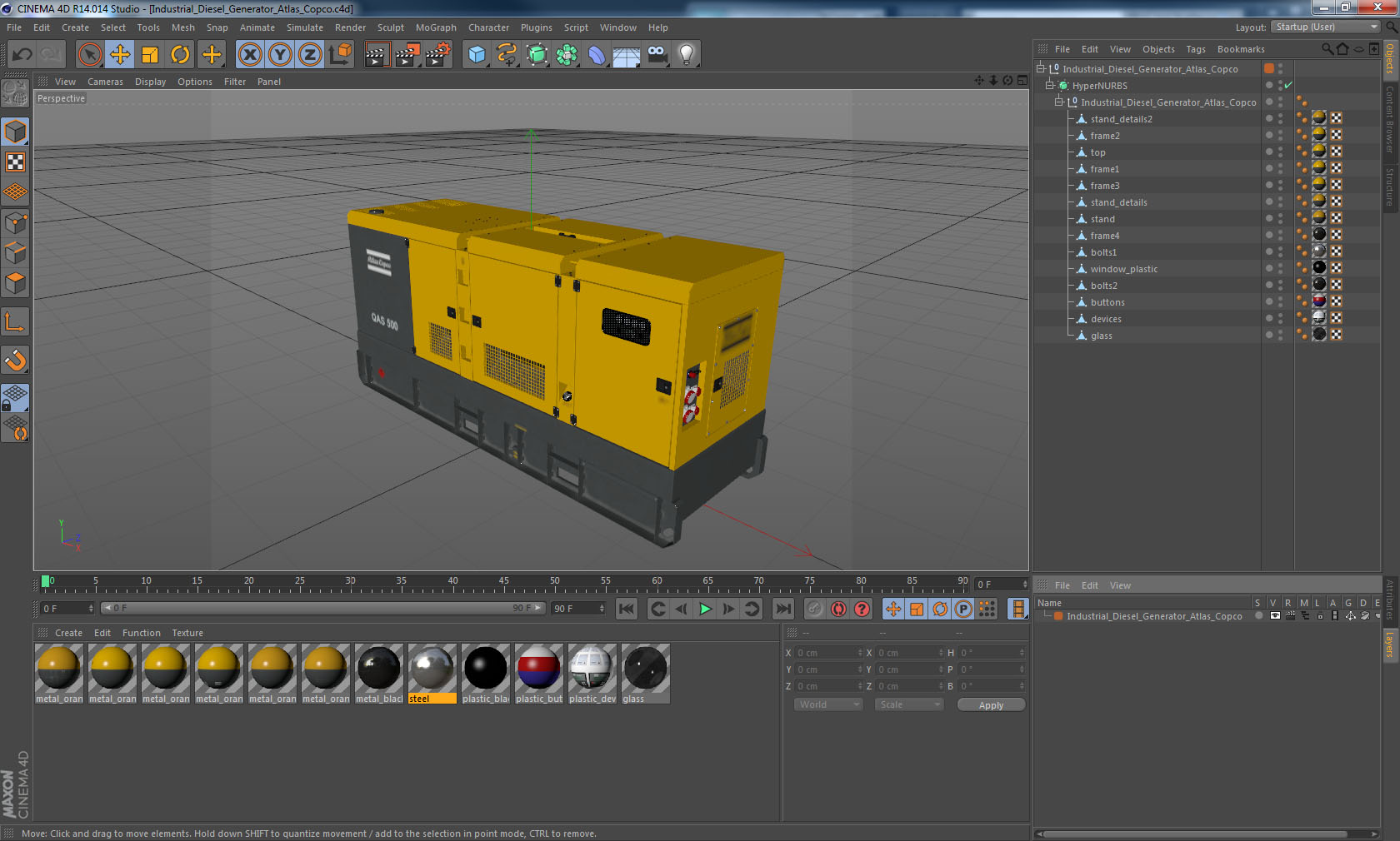 Industrial Diesel Generator Atlas Copco 3D model