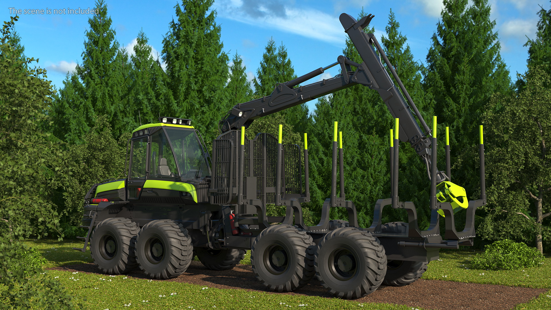 3D Forwarder Forestry Vehicle Rigged model