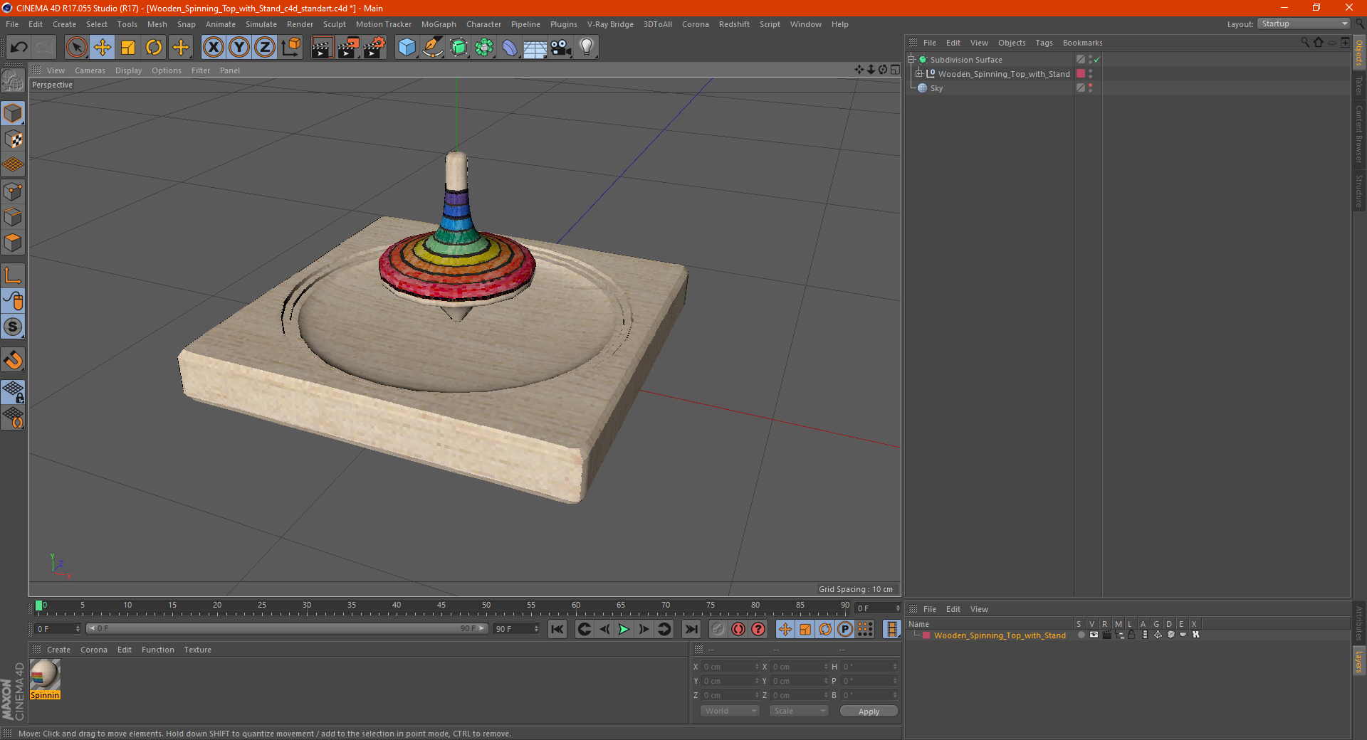 3D model Wooden Spinning Top with Stand