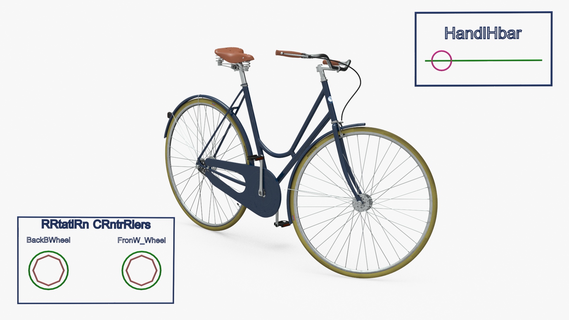 3D Vintage City Bicycle Rigged for Cinema 4D