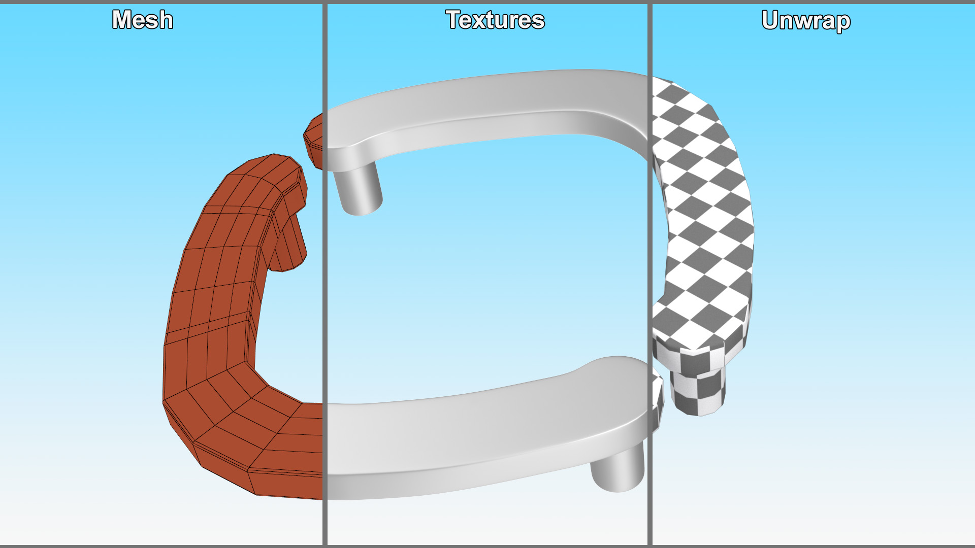 3D model Door Handles Flat Corner Metal