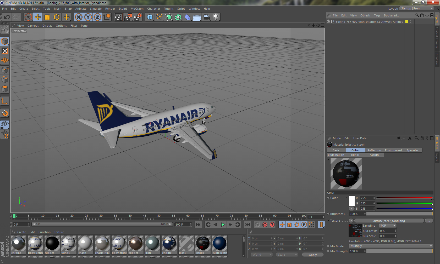 3D Boeing 737 600 with Interior Ryanair