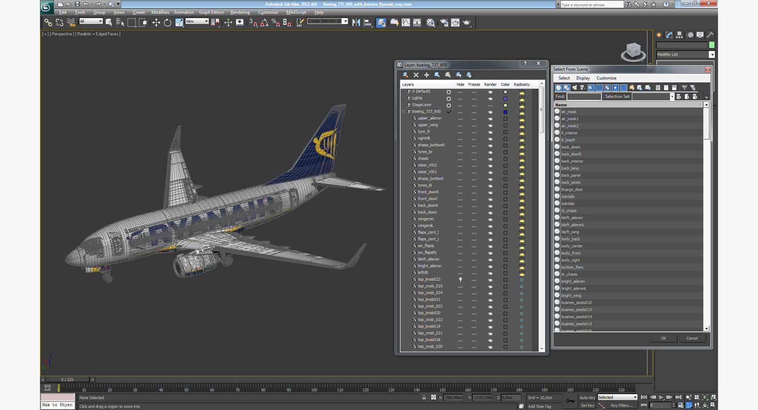 3D Boeing 737 600 with Interior Ryanair