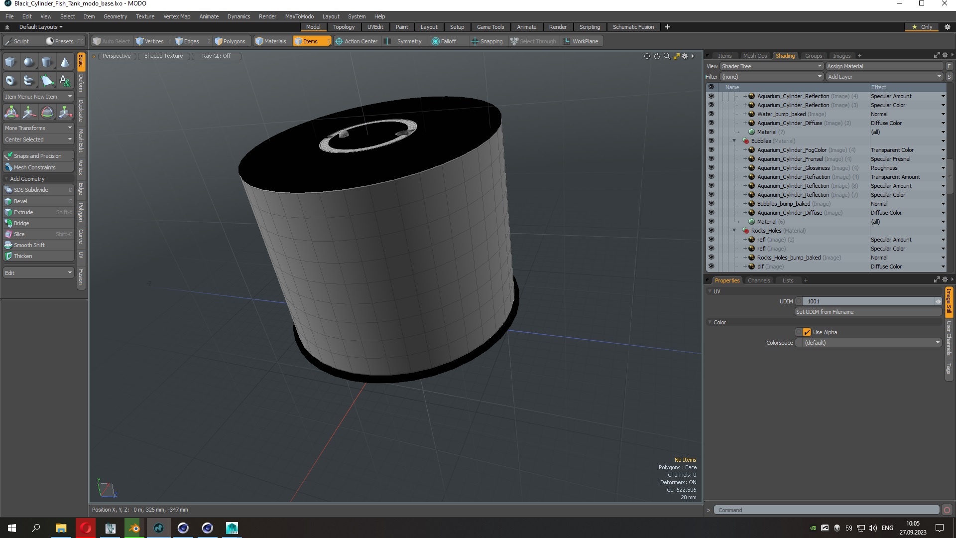 Black Cylinder Fish Tank 3D model