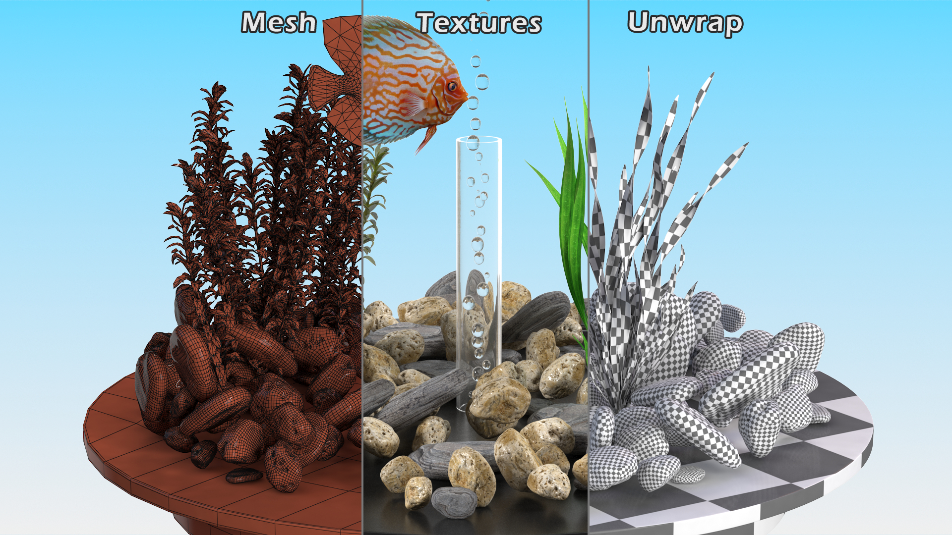 Black Cylinder Fish Tank 3D model