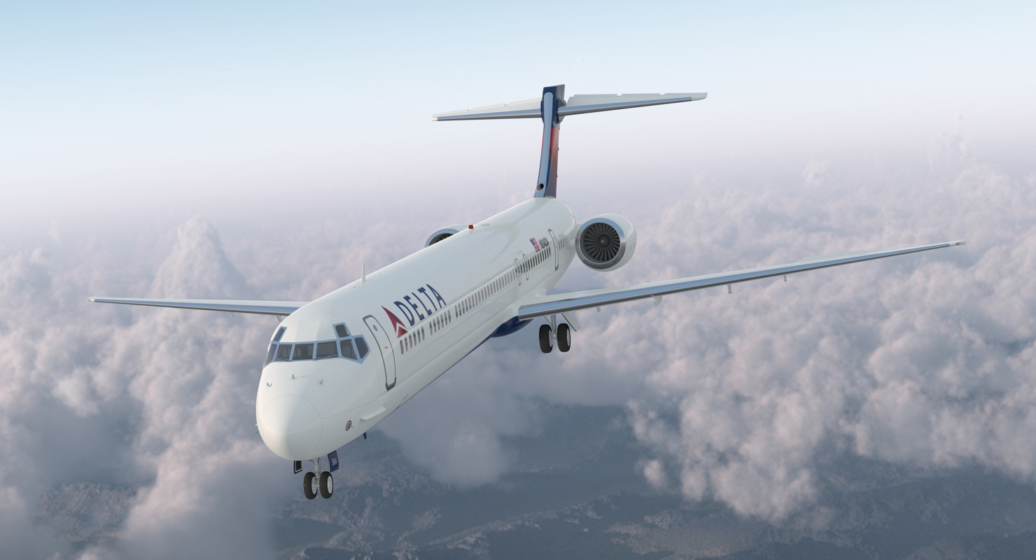 3D model McDonnell Douglas MD90 Delta Rigged