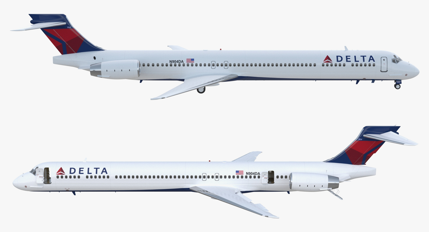 3D model McDonnell Douglas MD90 Delta Rigged