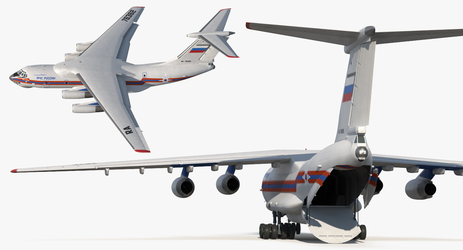 Ilyushin Il 76 Emergency Russian Air Force Rigged 3D model