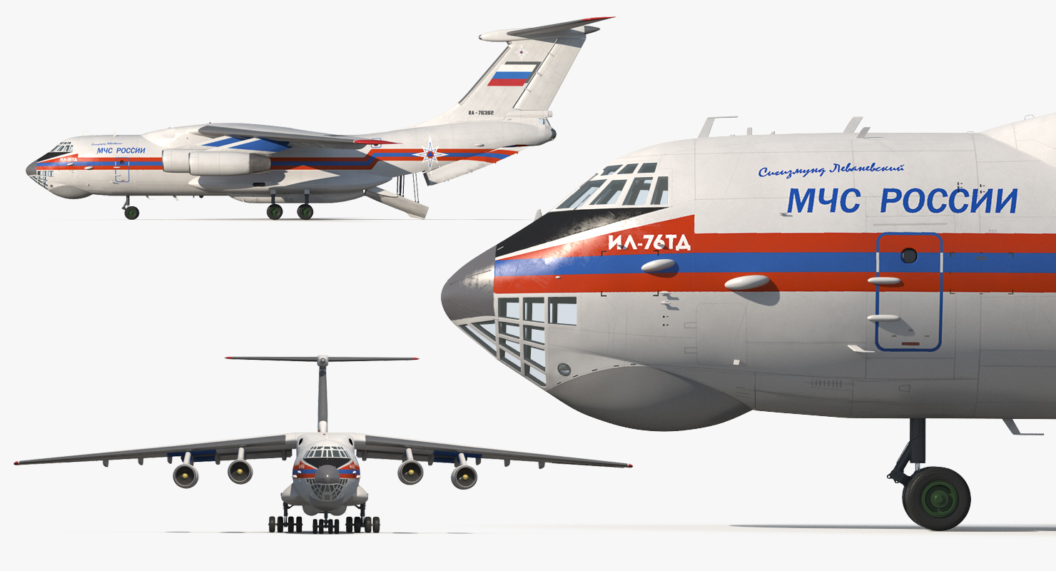 Ilyushin Il 76 Emergency Russian Air Force Rigged 3D model