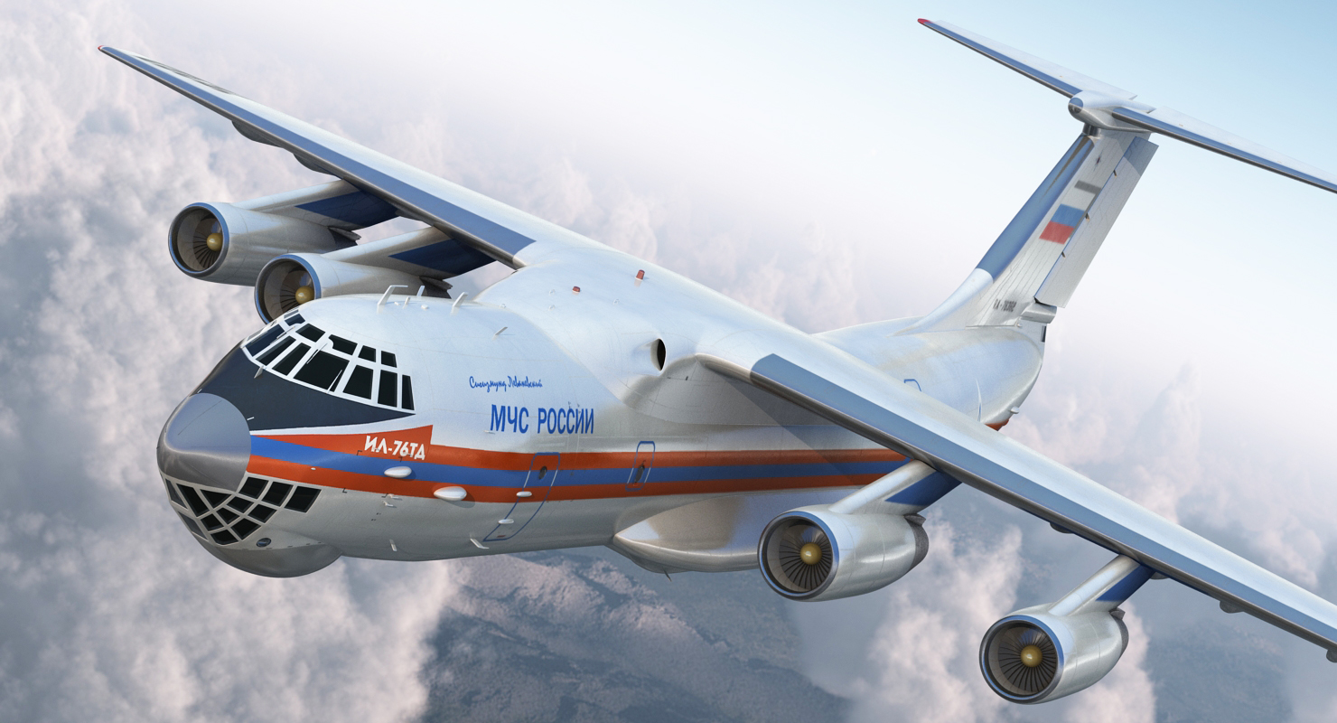 Ilyushin Il 76 Emergency Russian Air Force Rigged 3D model