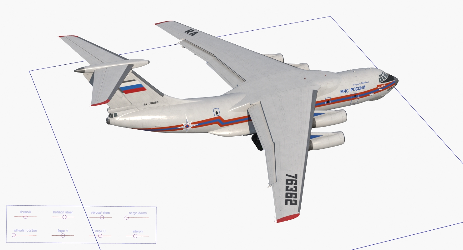 Ilyushin Il 76 Emergency Russian Air Force Rigged 3D model