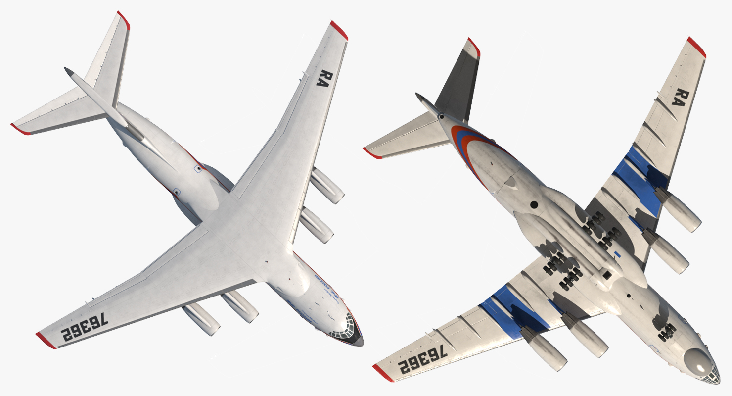 Ilyushin Il 76 Emergency Russian Air Force Rigged 3D model