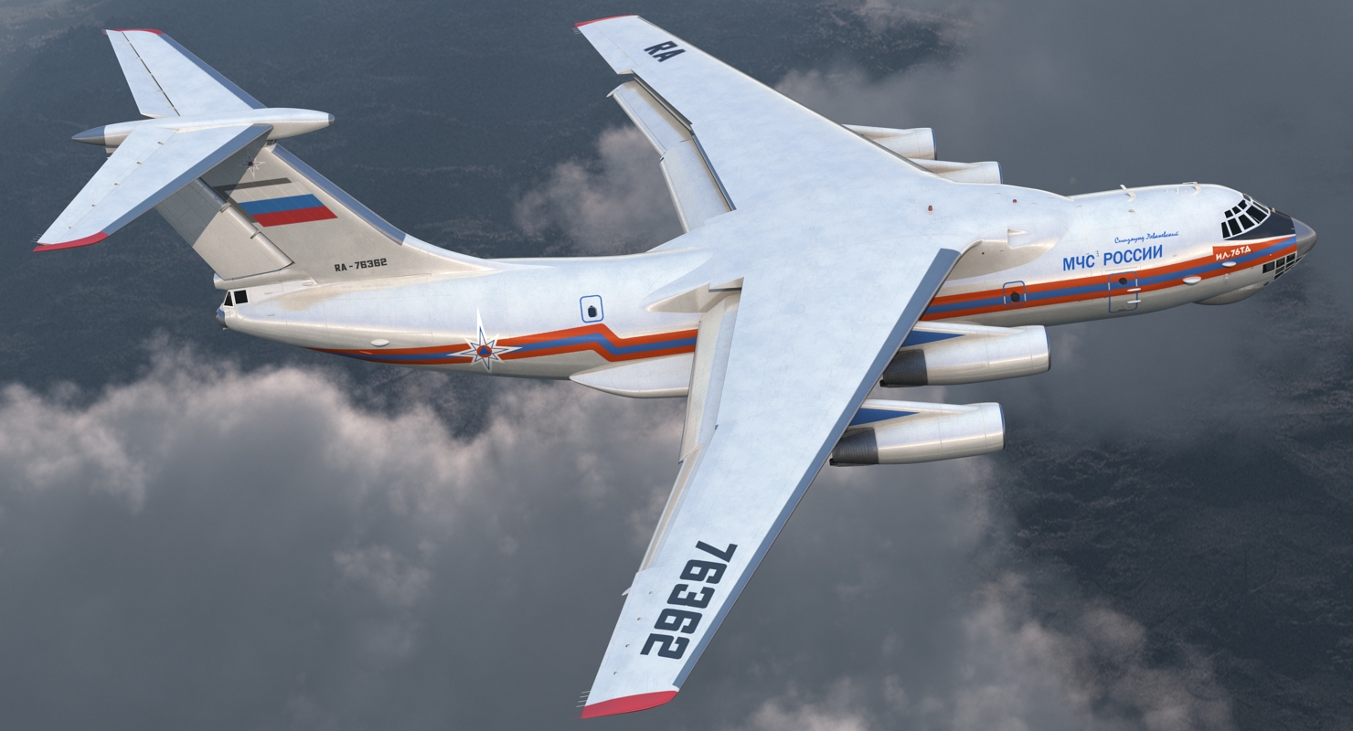 Ilyushin Il 76 Emergency Russian Air Force Rigged 3D model