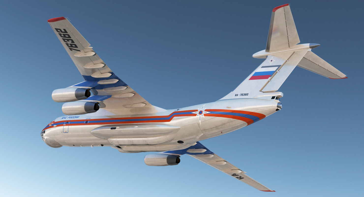Ilyushin Il 76 Emergency Russian Air Force Rigged 3D model